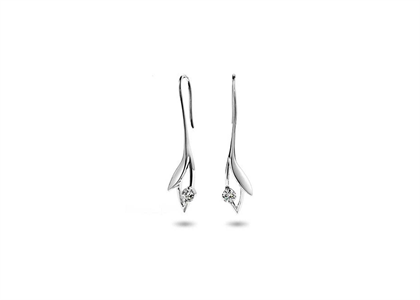 Rhodium Plated | CZ Studded Hoop Earrings